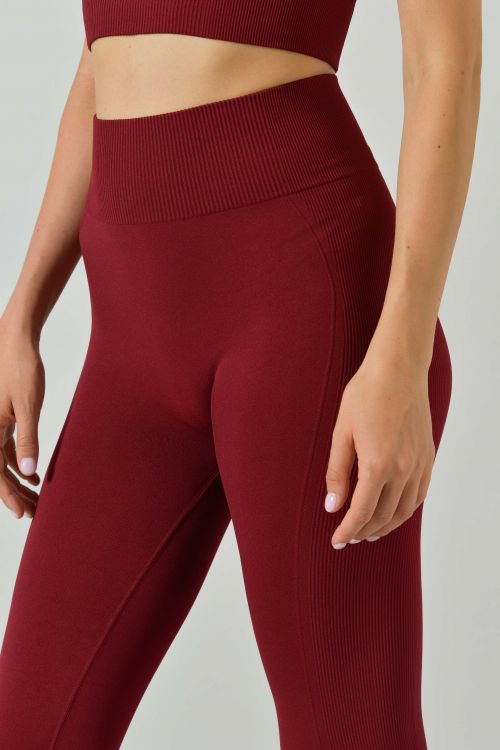 Leggings Sportivo Ilena Vita Alta in Microfibra con Dettagli a Costina