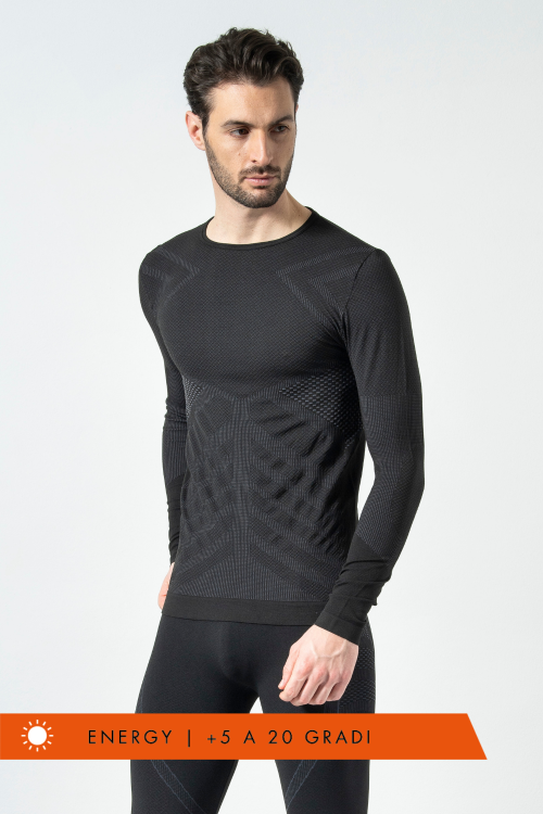 Men's Long Sleeve Top: Breathable, Energy  Thermoregulating.