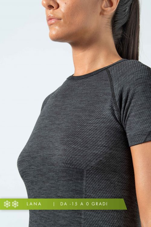 Maglia Termica Donna a Manica Corta in Lana Merino