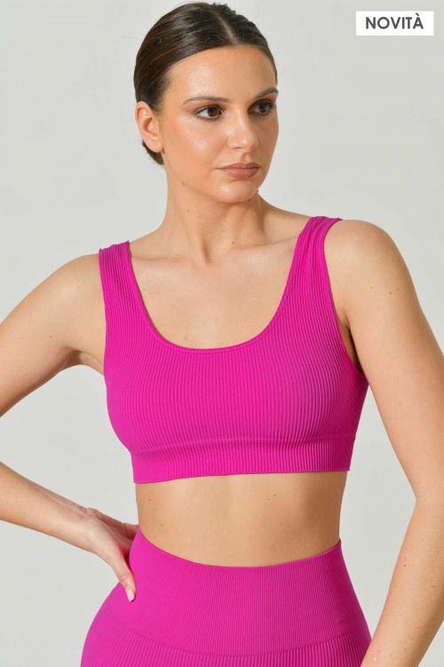 Seamless Microfiber Ribbed Sports Bra, Sara Collection