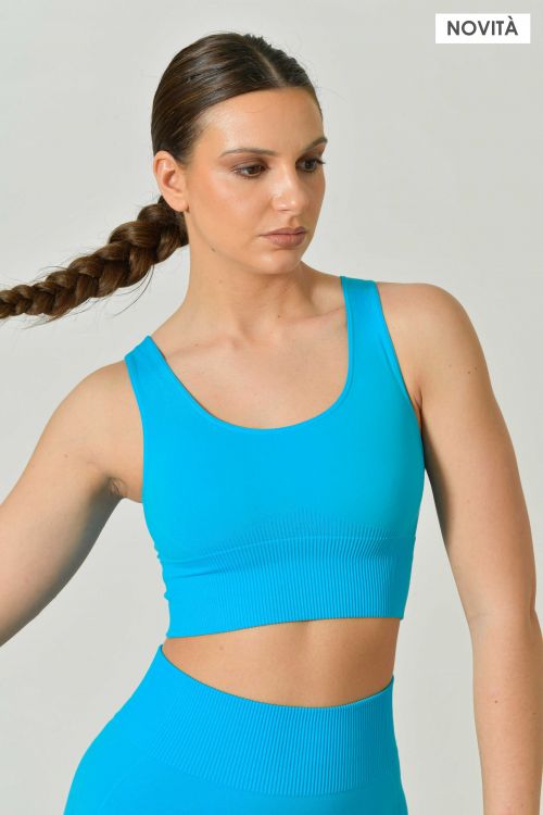 Seamless Microfiber Ribbed Sports Bra, Ilena Collection