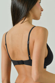 Reggiseno a triangolo nero con spalline regolabili, intimo donna Risalti