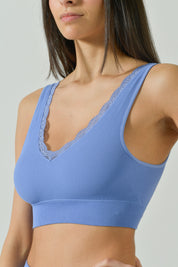 Bralette A Costina Con Coppe E Dettagli In Pizzo