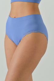 High Waisted Ribbed Lace Microfiber Brief