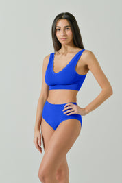 Bralette A Costina Con Coppe E Dettagli In Pizzo