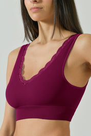 Bralette A Costina Con Coppe E Dettagli In Pizzo