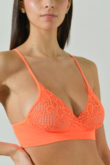 Bralette in Microfibra con Dettagli in Pizzo Ricamato