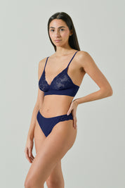 Bralette in Microfibra con Dettagli in Pizzo Ricamato