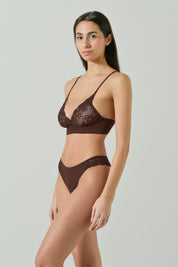 Bralette in Microfibra con Dettagli in Pizzo Ricamato