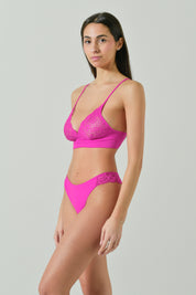 Bralette in Microfibra con Dettagli in Pizzo Ricamato