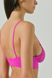 Bralette in Microfibra con Dettagli in Pizzo Ricamato