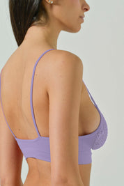 Bralette in Microfibra con Dettagli in Pizzo Ricamato