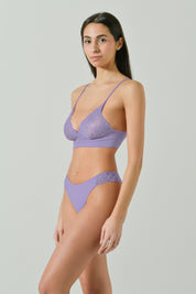 Bralette in Microfibra con Dettagli in Pizzo Ricamato