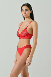 Bralette in Microfibra con Dettagli in Pizzo Ricamato