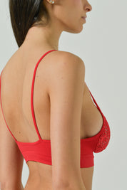 Bralette in Microfibra con Dettagli in Pizzo Ricamato