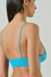 Bralette in Microfibra con Dettagli in Pizzo Ricamato