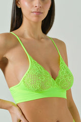 Bralette in Microfibra con Dettagli in Pizzo Ricamato