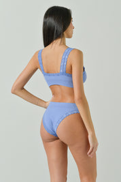 Top Rib Triangle Diagonal Rib Lace Microfiber