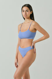 Top Bikini Sole con Spalline Sottili e Scollo Quadrato