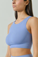Top Sportivo con Scollo Americano in Microfibra Seamless
