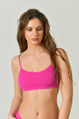 Top Bikini Sole con Spalline Sottili e Scollo Quadrato