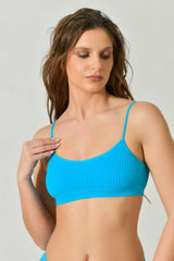 Top Bikini Sole con Spalline Sottili e Scollo Quadrato