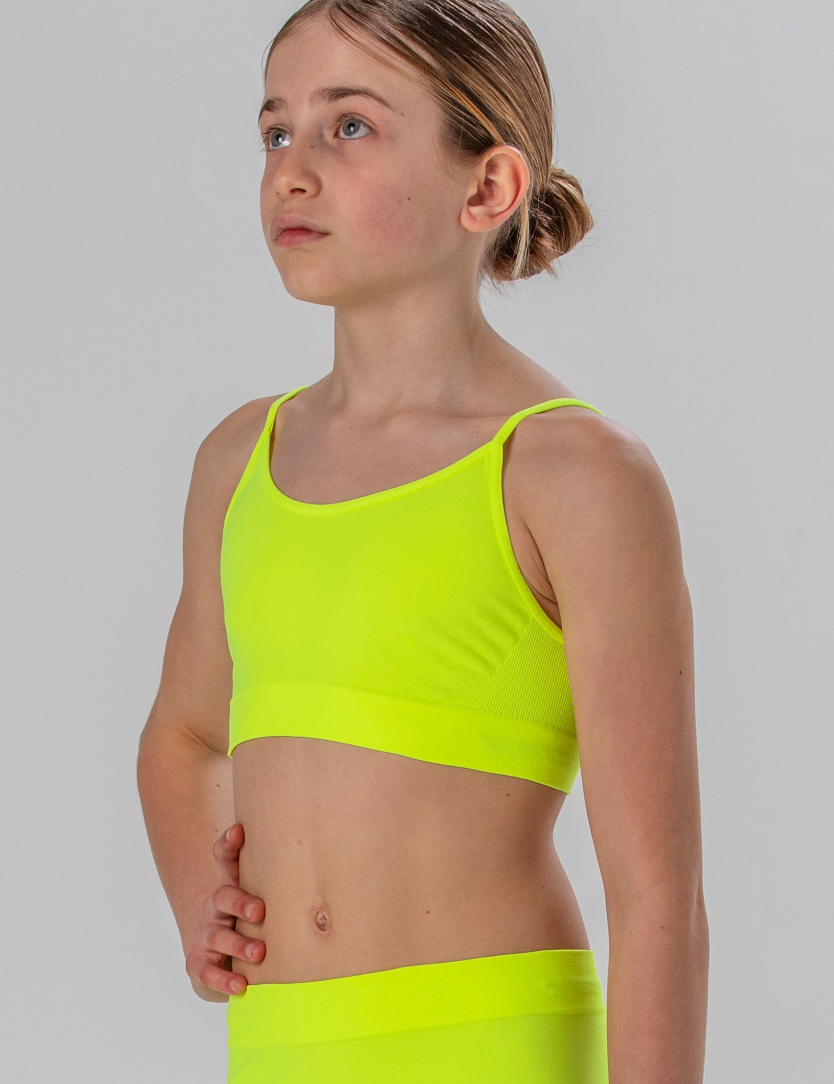 Top con Spallini Sottili da Bambina in Morbida Microfibra Senza Cuciture, Colori Fluo