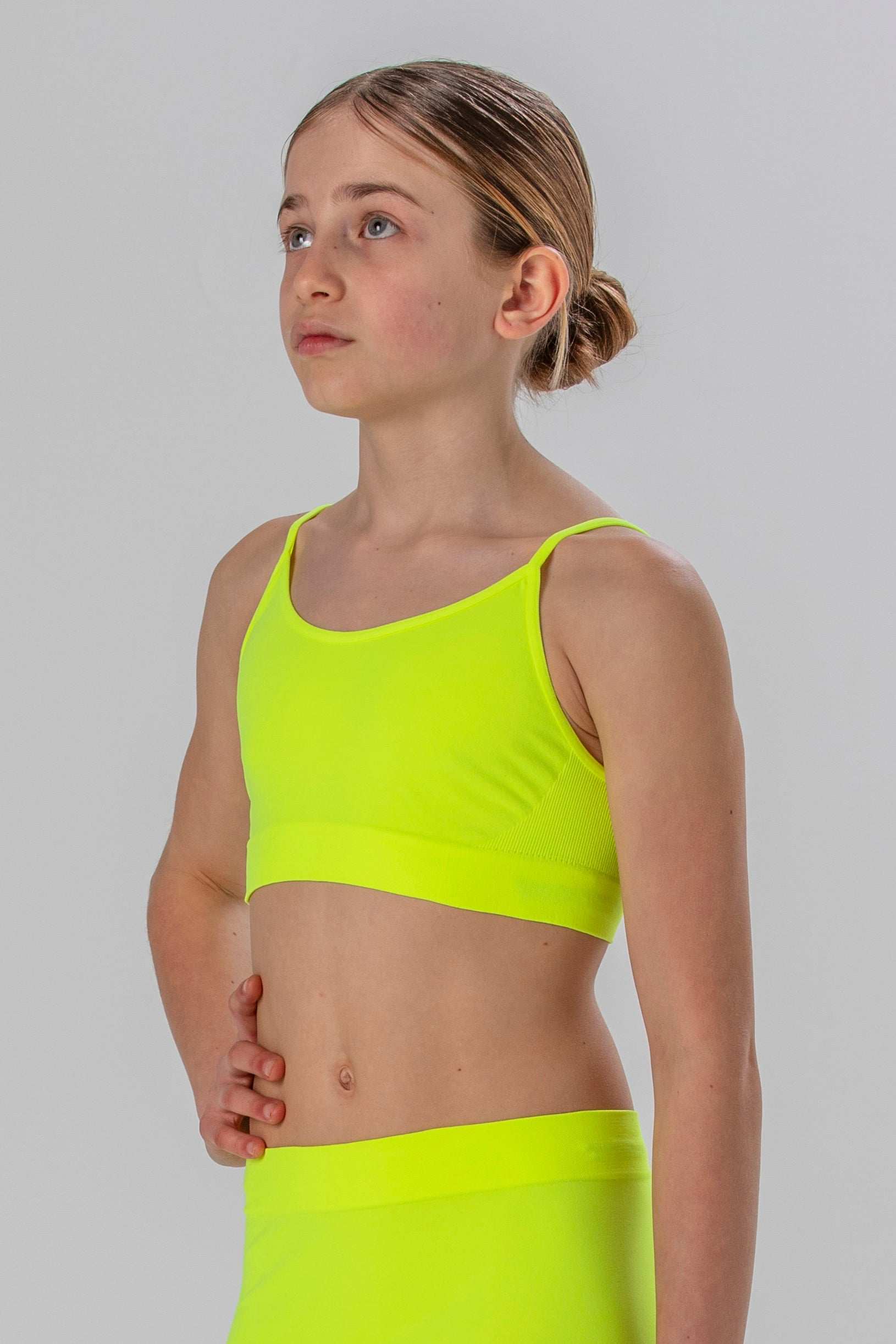 Top con Spallini Sottili da Bambina in Morbida Microfibra Senza Cuciture, Colori Fluo