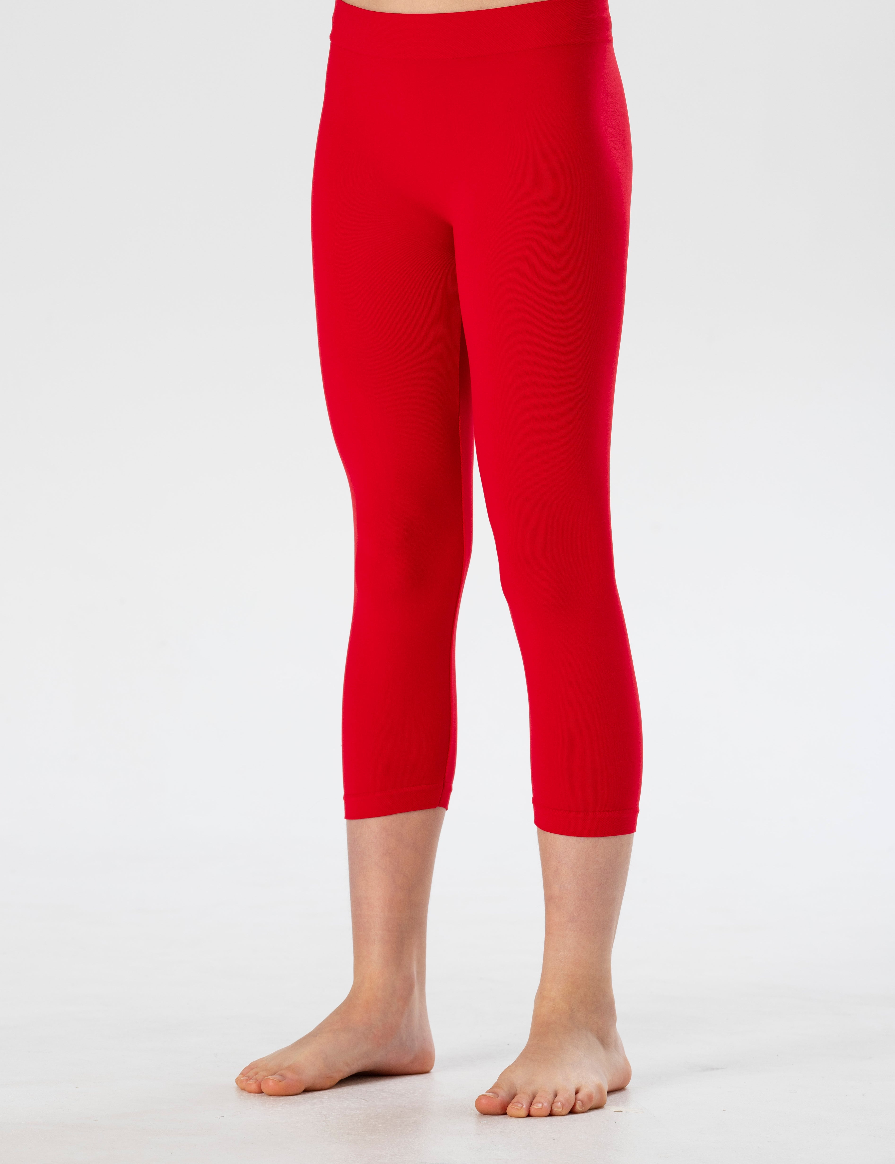 Leggings Medi da Bambina in Morbida Microfibra Senza Cuciture, Colori Fluo