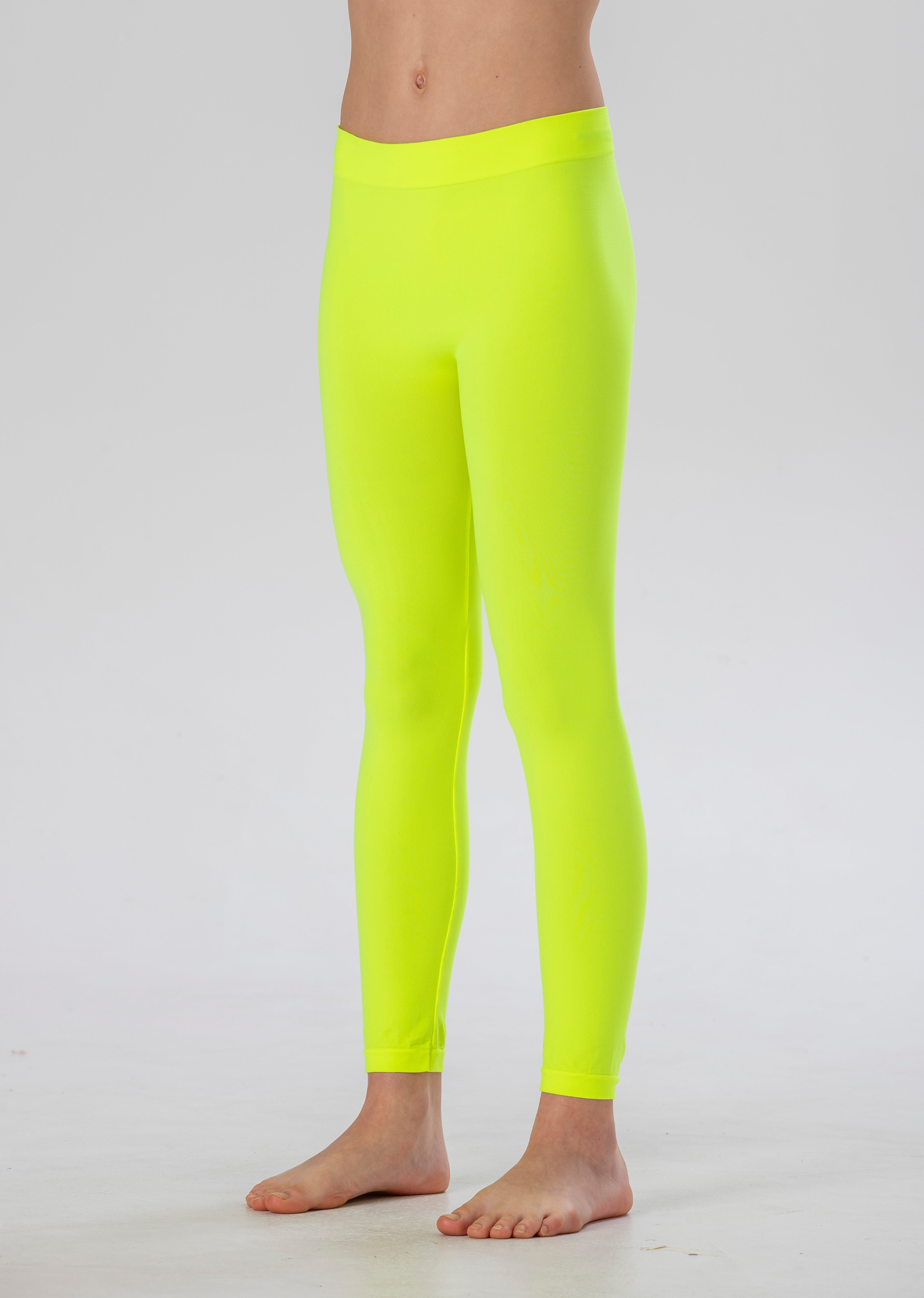 Girl's Long Leggings in Soft Seamless Microfiber, Fluorescent Colors