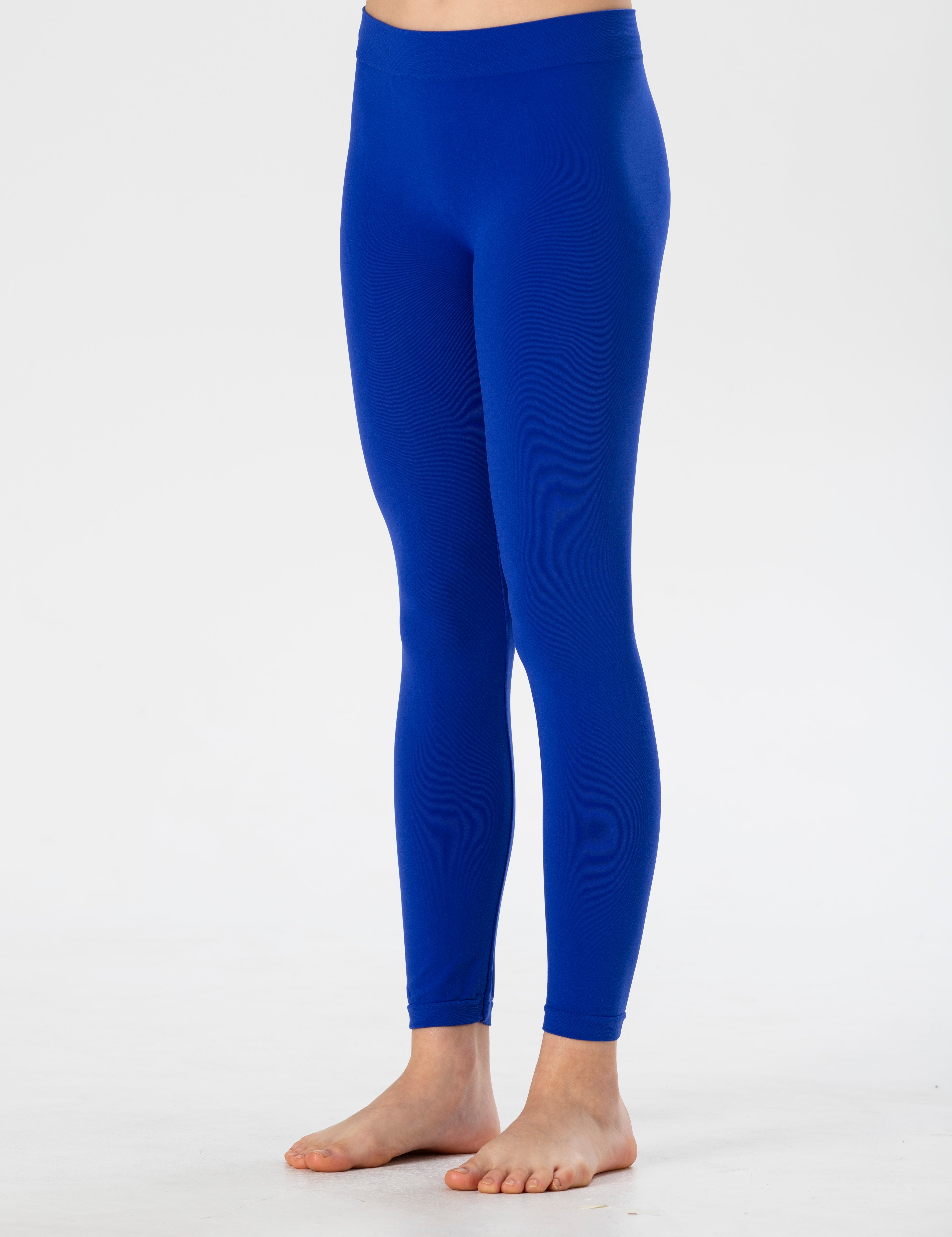 Leggings Lunghi da Bambina in Morbida Microfibra Senza Cuciture, Colori Fluo