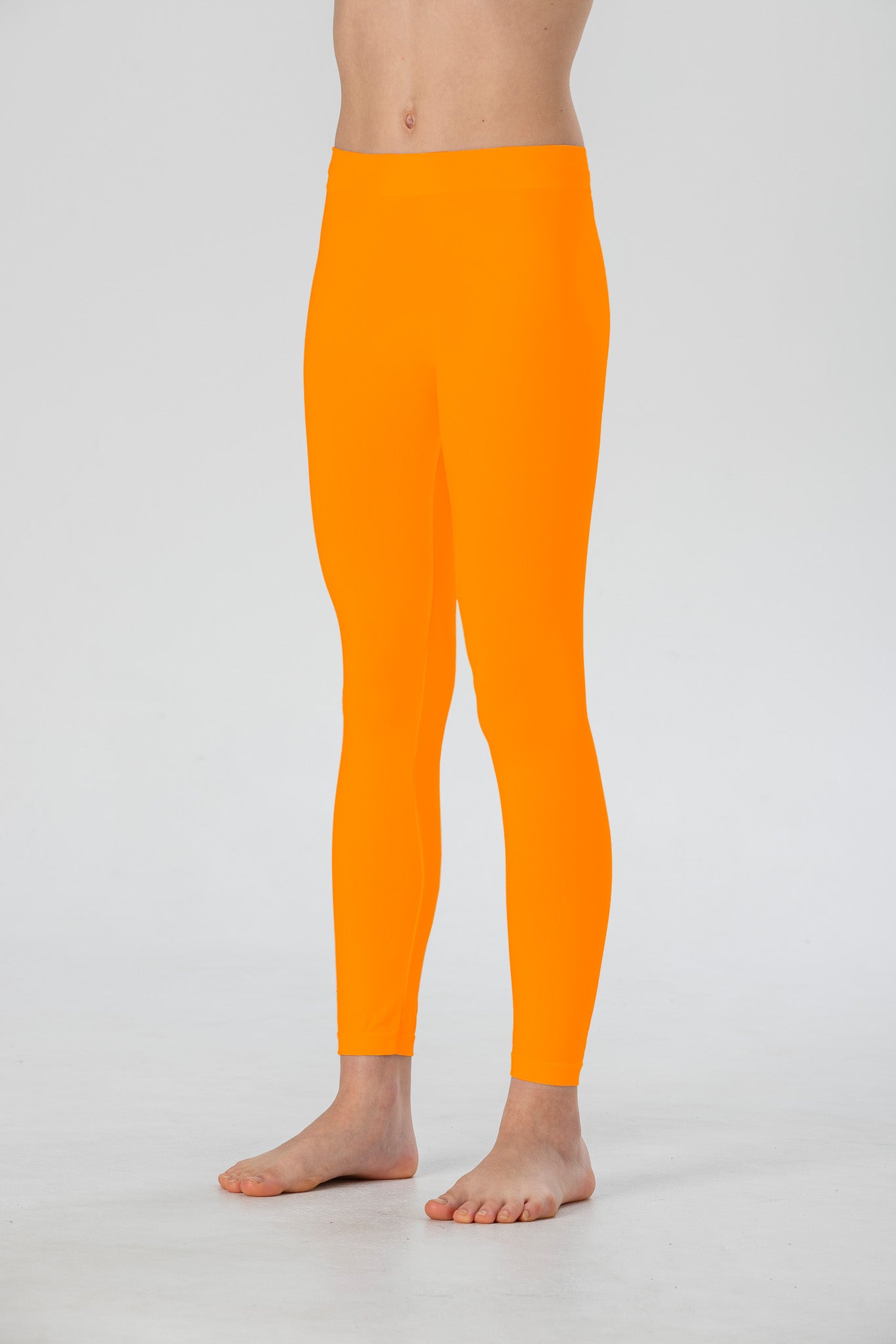 Girl's Long Leggings in Soft Seamless Microfiber, Fluorescent Colors