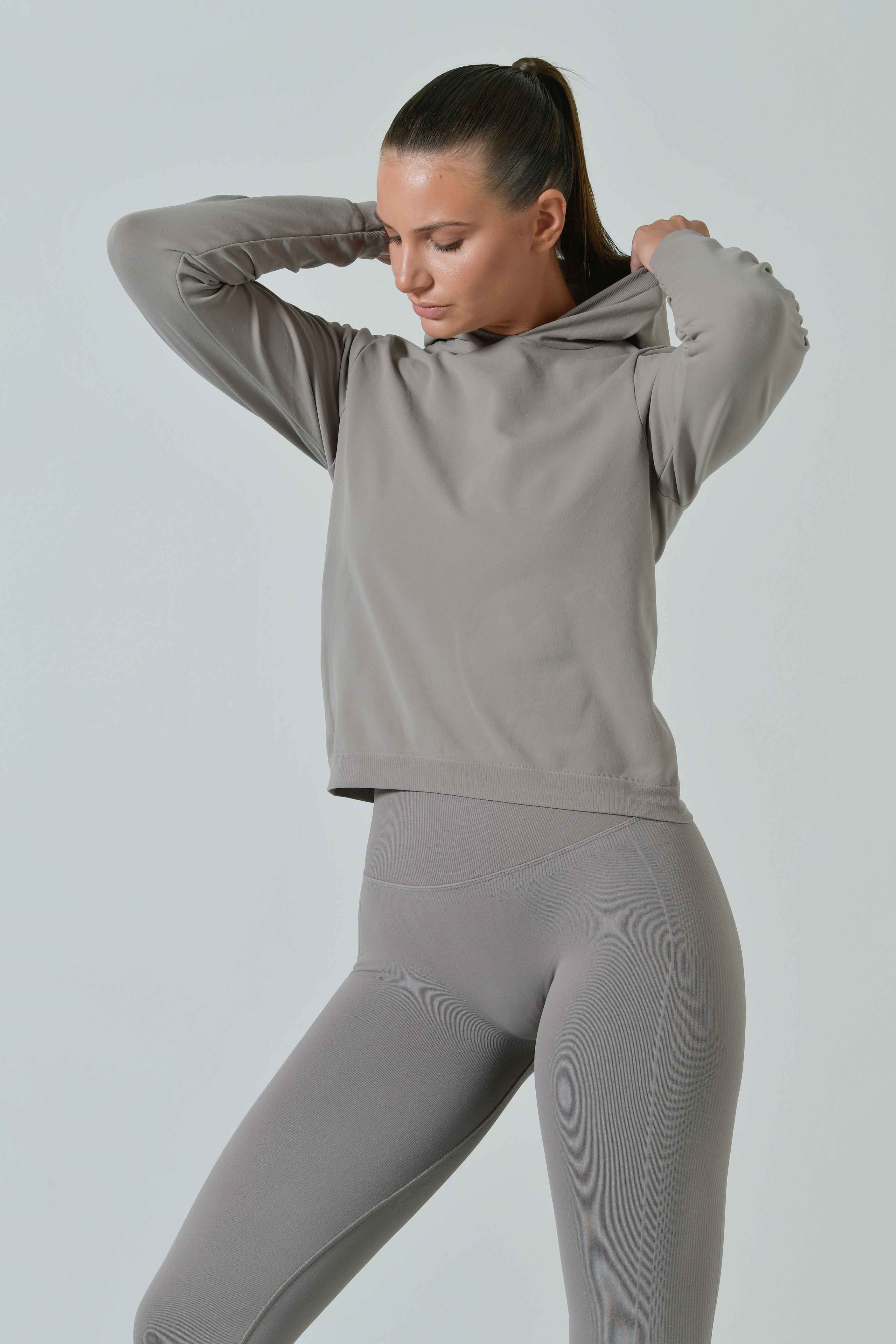 Felpa con Cappuccio Felpata in Microfibra Seamless