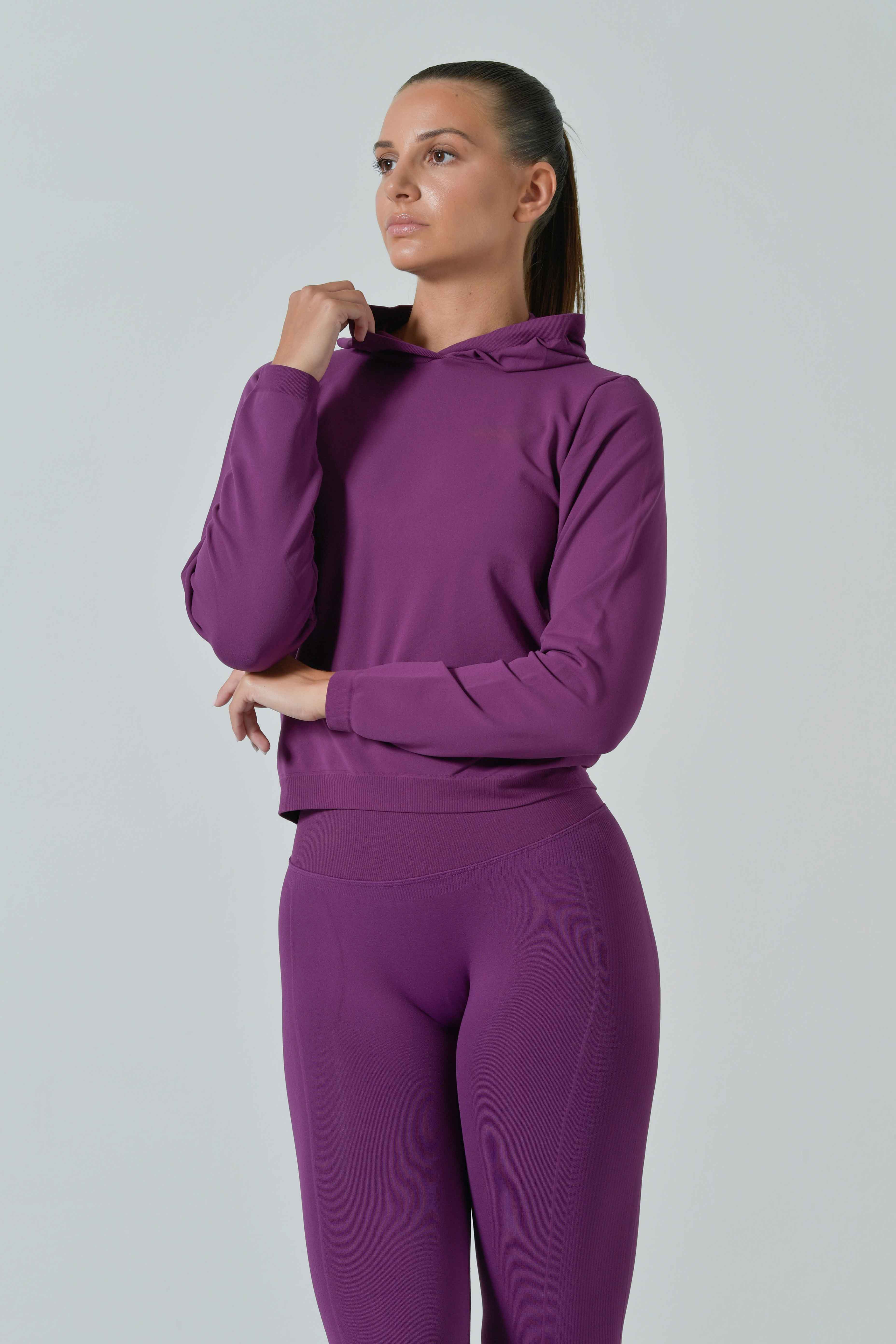 Felpa con Cappuccio Felpata in Microfibra Seamless