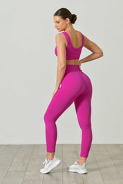Leggings Sportivi Vita Alta a Costine in Microfibra Seamless, Linea Sara