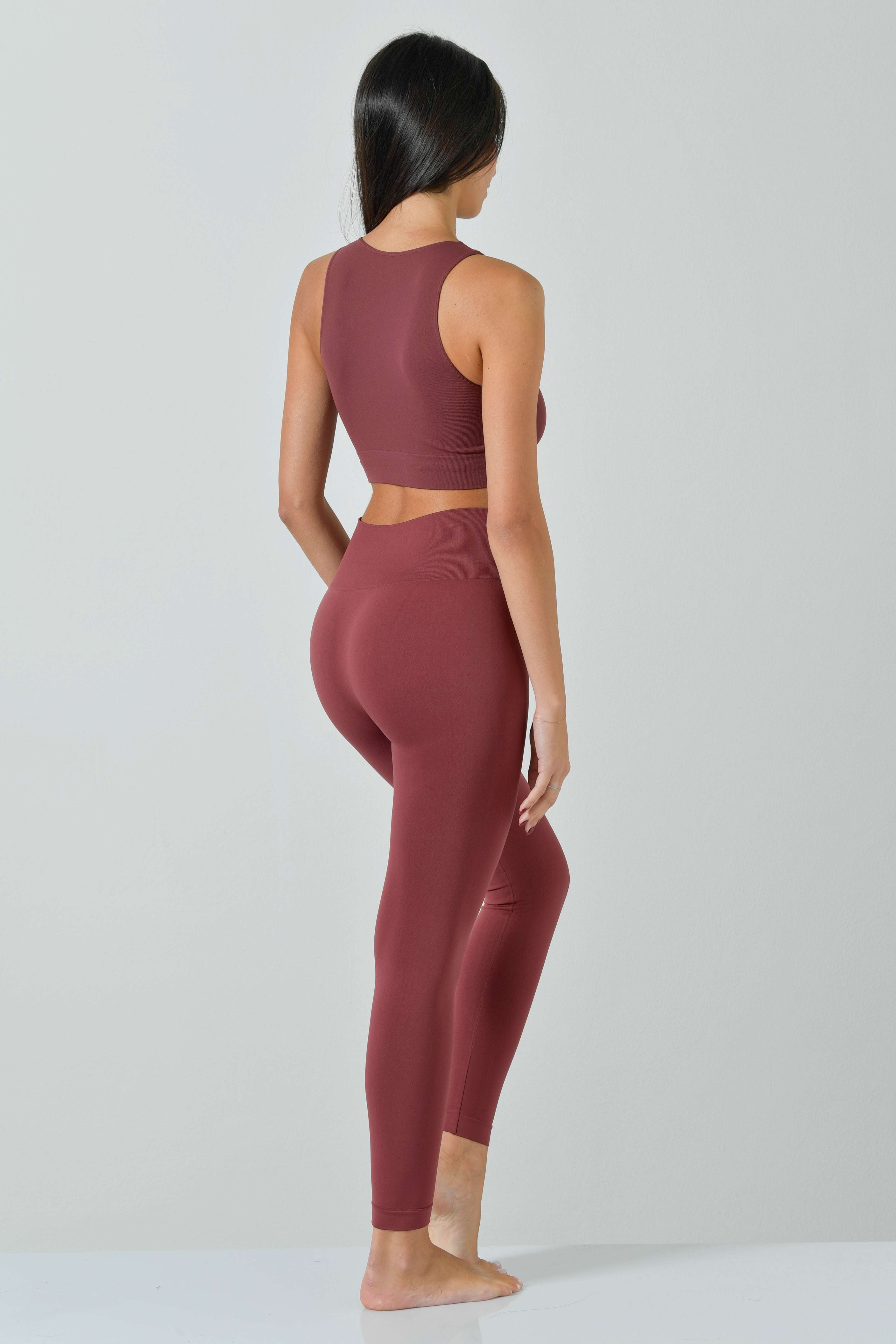 Leggings Sportivo Pancia Piatta Plus Vita Alta in Microfibra Seamless