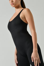 Tuta Intera Jumpsuit lunga modellante con scollo tondo fronte retro