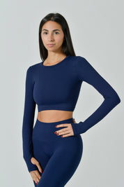 Maglietta Crop Manica Lunga e Schiena Scoperta, Linea Sculpt