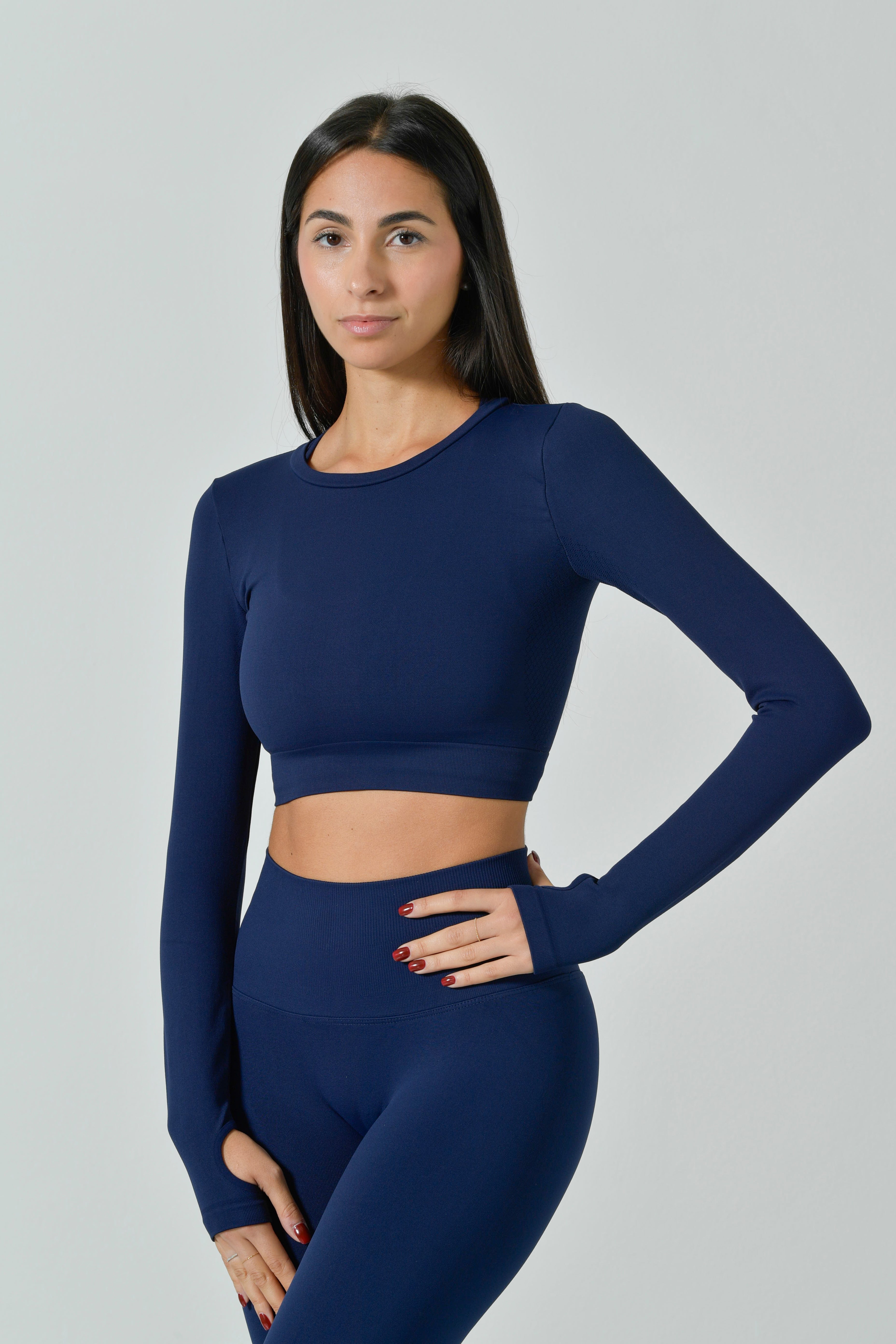 Maglietta Crop Manica Lunga e Schiena Scoperta, Linea Sculpt