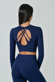Maglietta Crop Manica Lunga e Schiena Scoperta, Linea Sculpt
