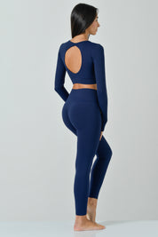 Maglietta Crop Manica Lunga e Schiena Scoperta, Linea Sculpt