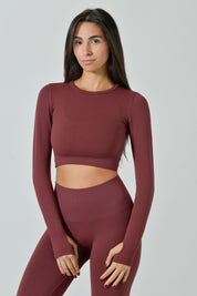 Maglietta Crop Manica Lunga e Schiena Scoperta, Linea Sculpt