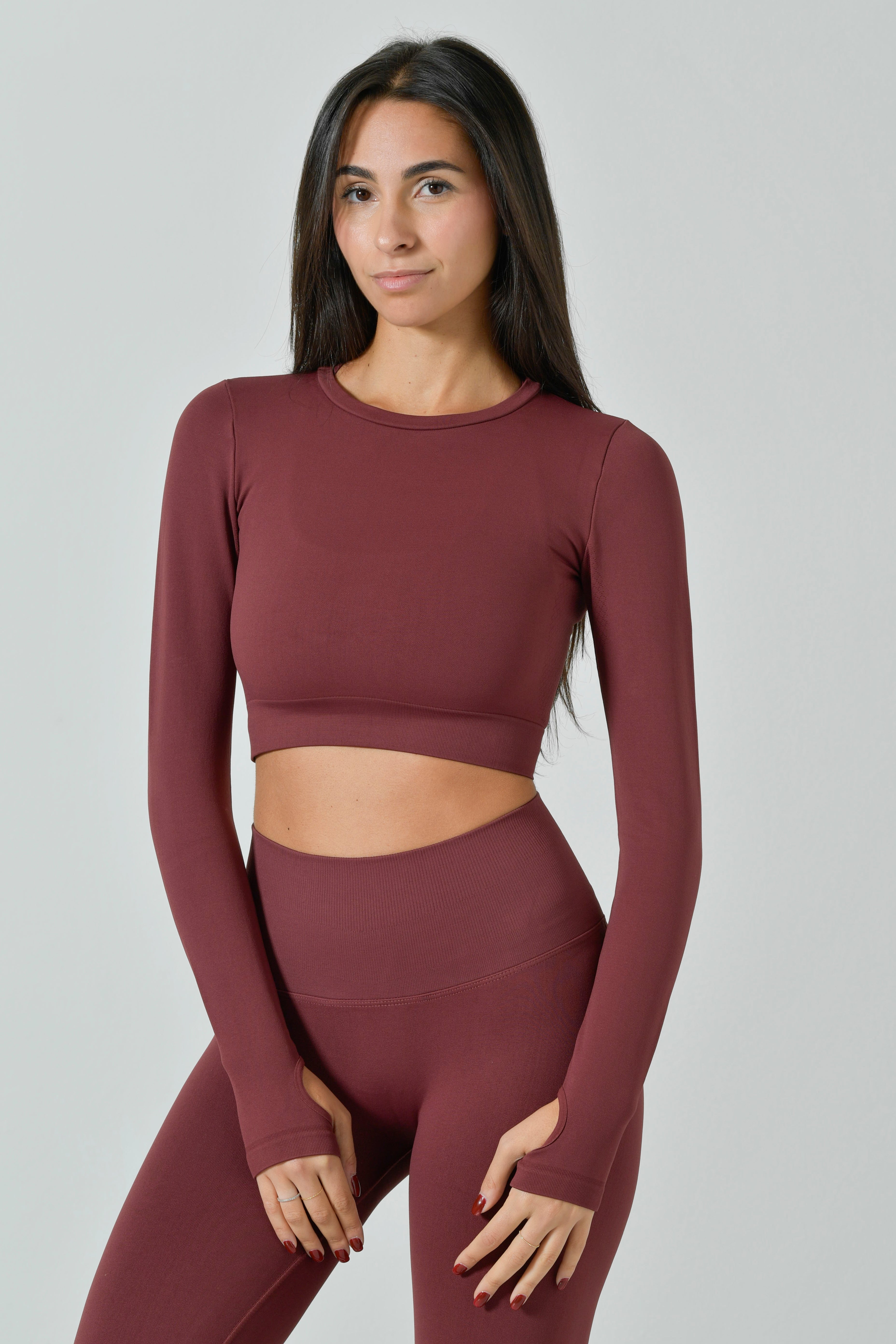 Maglietta Crop Manica Lunga e Schiena Scoperta, Linea Sculpt