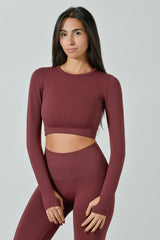 Maglietta Crop Manica Lunga e Schiena Scoperta, Linea Sculpt