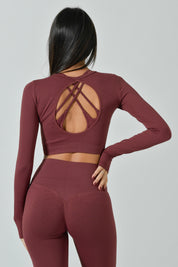 Maglietta Crop Manica Lunga e Schiena Scoperta, Linea Sculpt