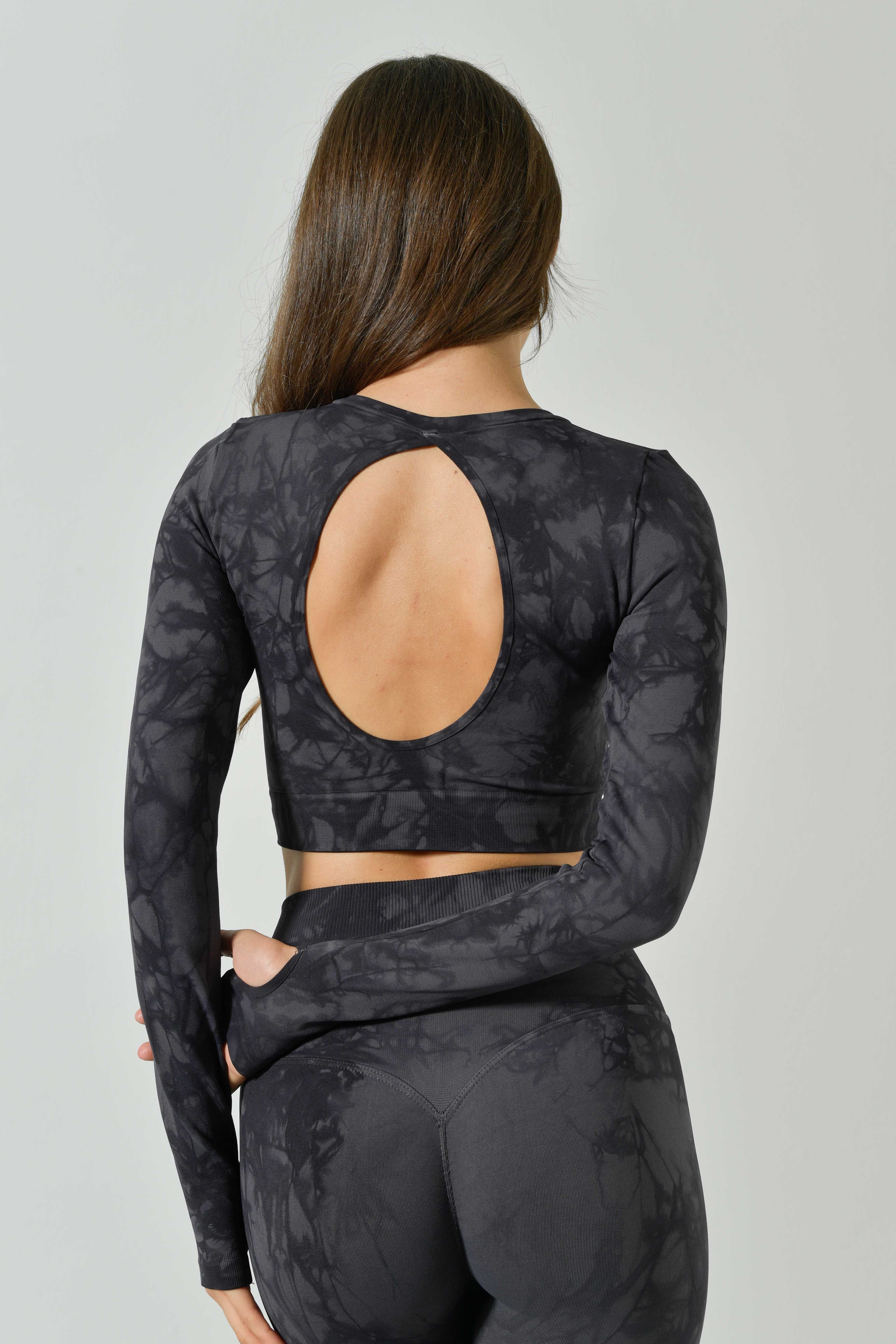 Long-Sleeved Backless Crop Top, Sculpt Aura Line