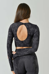 Long-Sleeved Backless Crop Top, Sculpt Aura Line