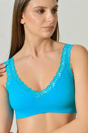 Top Rib Triangle Diagonal Rib Lace Microfiber