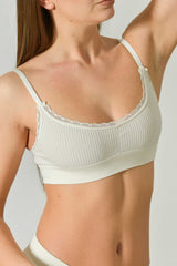 Brassiere Sofia a coste in microfibra con dettagli in pizzo eleganti