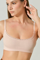 Brassiere Sofia a coste in microfibra con dettagli in pizzo eleganti